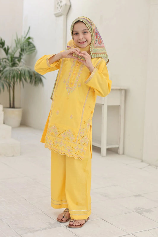 Suntex Fabrics - 3 Piece Embroidered Lawn Suit - Yellow Blossom