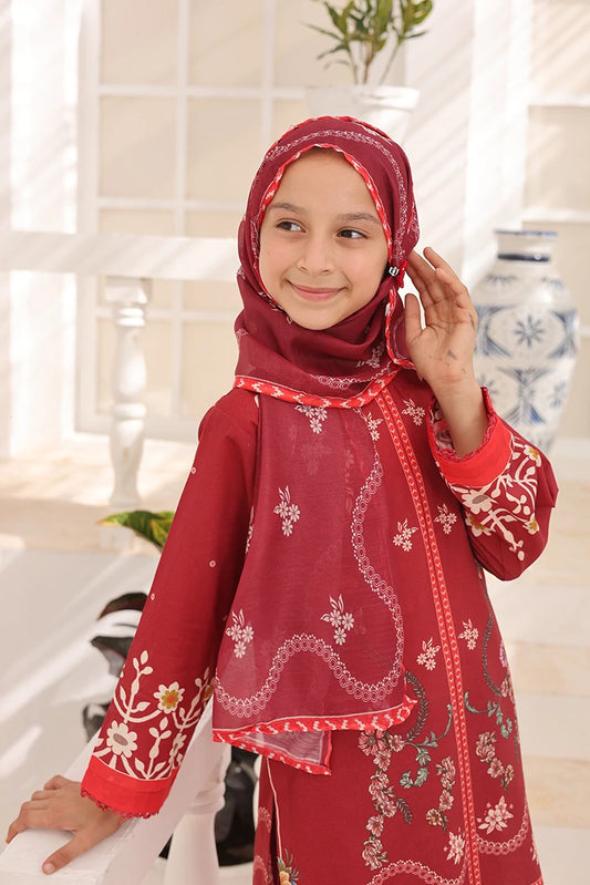Picture of Suntex Fabrics - Maroon Printed Lawn Suit - 3 Piece - Available at Raja Sahib
