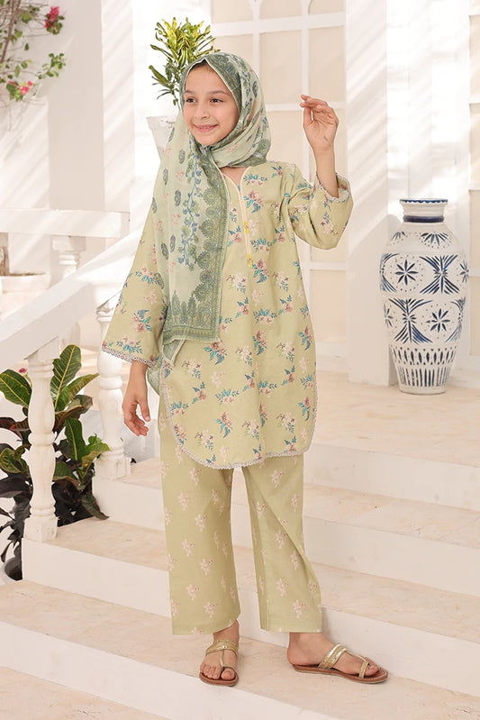 Suntex Fabrics - Pistachio Printed Lawn Suit - 3 Piece