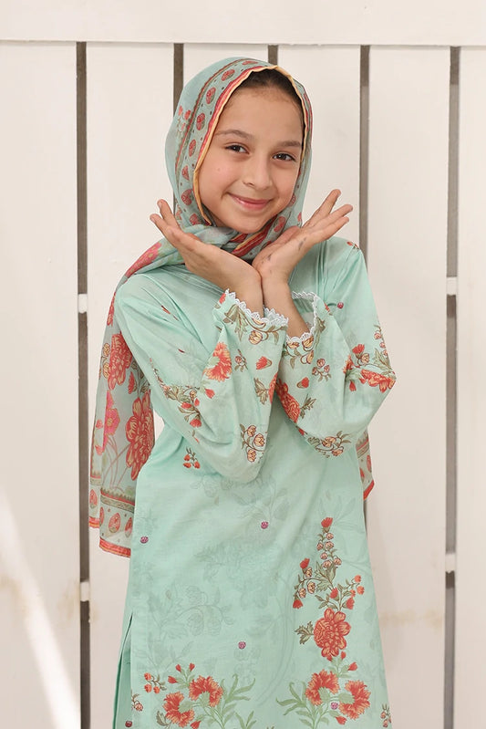 Picture of Suntex Fabrics - Mint Green Printed Lawn Suit - 3 Piece - Available at Raja Sahib