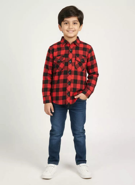 Picture of Peelu - Button Down Shirt - Red - Available at Raja Sahib