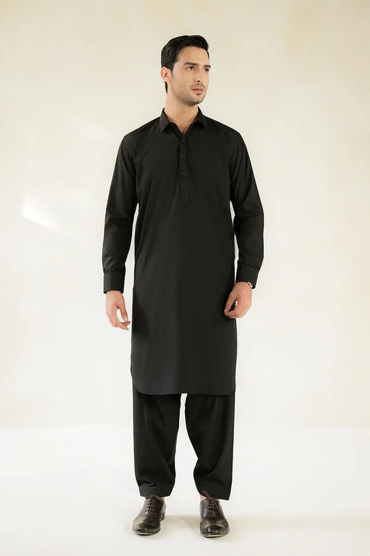Divinely Crafted - Men Shalwar Kameez - Midnight Black