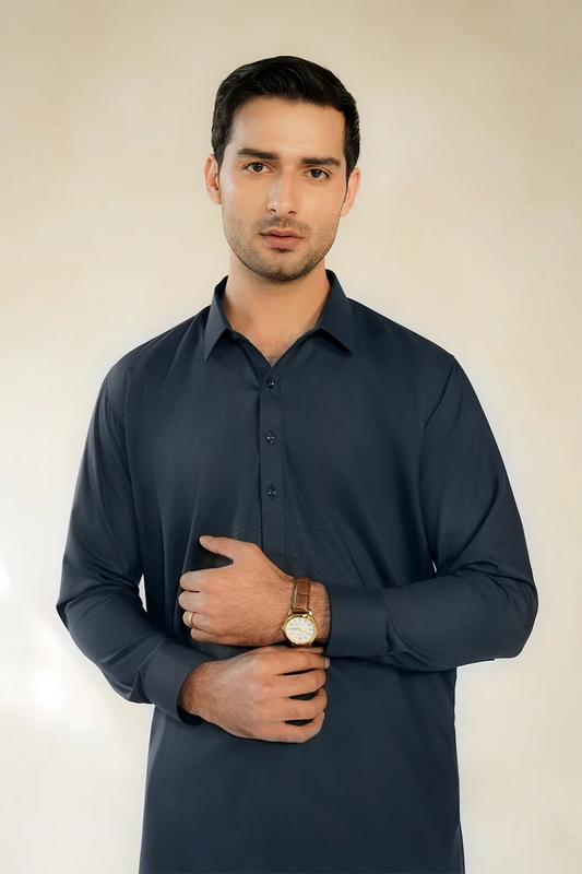 Divinely Crafted - Men Shalwar Kameez - Navy