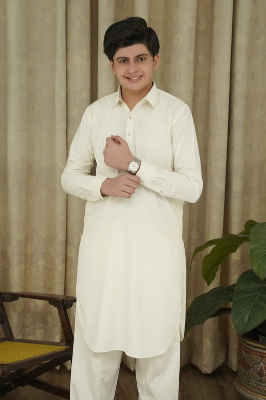 Picture of Maqsood Garments - Collar Kid's Kameez Shalwar - Boski - Available at Raja Sahib