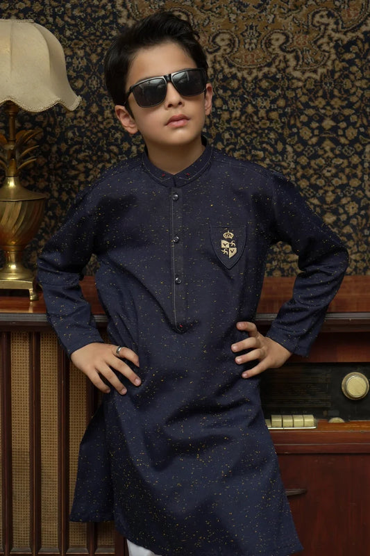 Picture of Maqsood Garments - Kid's Dotted Cotton Kurta - Blue - Available at Raja Sahib