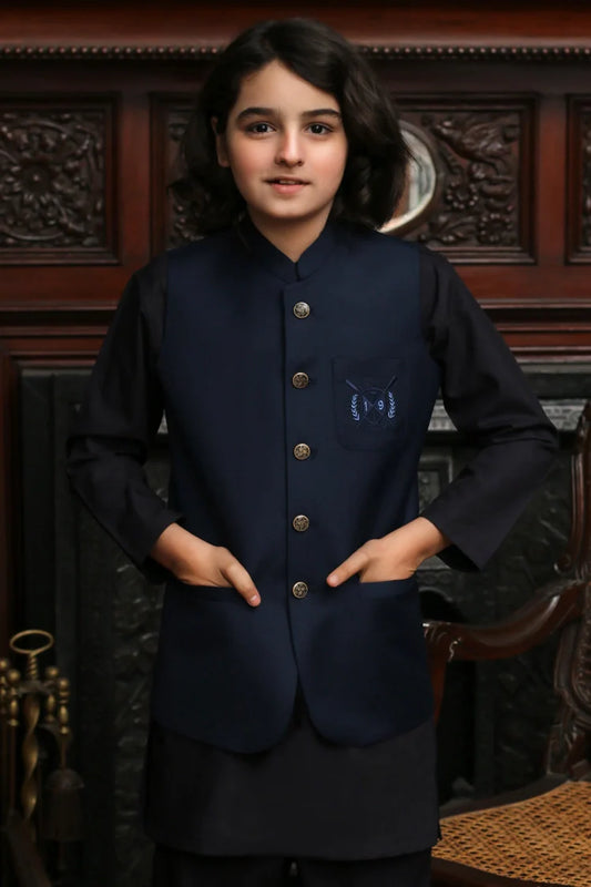 Picture of Maqsood Garments - Tropical Kid's Waistcoat - Blue - Available at Raja Sahib