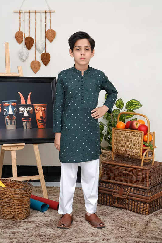 Maqsood Garments - Kid's Cotton Kurta - Green