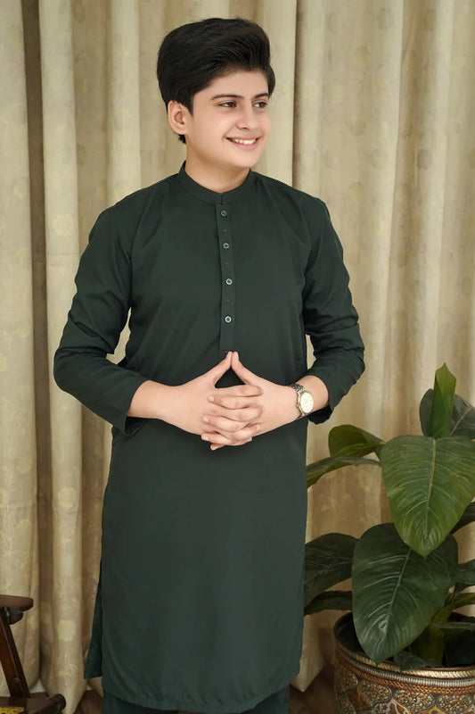 Picture of Maqsood Garments - Kid's Wash & Wear Kameez Shalwar - Green - Available at Raja Sahib