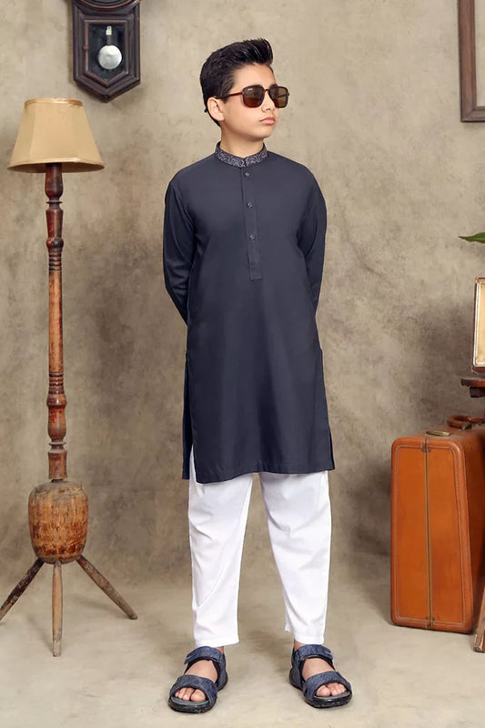 Picture of Maqsood Garments - Kid's Wash & Wear Kurta - Grey - Available at Raja Sahib