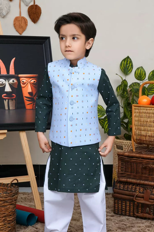 Maqsood Garments - Kid's Waist Coat - Ice Blue