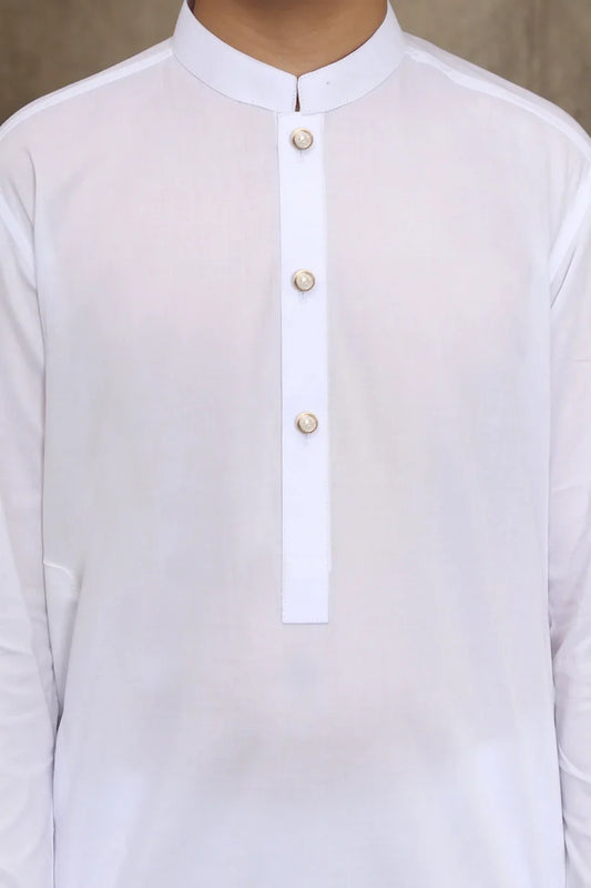 Picture of Maqsood Garments - Cotton Kid's Kameez Shalwar - White - Available at Raja Sahib