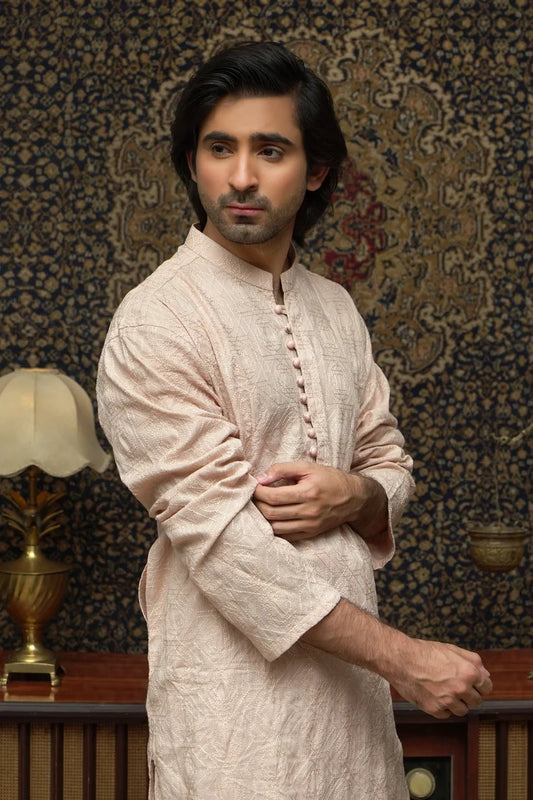 Picture of Maqsood Garments - Cotton Men's Kameez Shalwar - Cream - Available at Raja Sahib