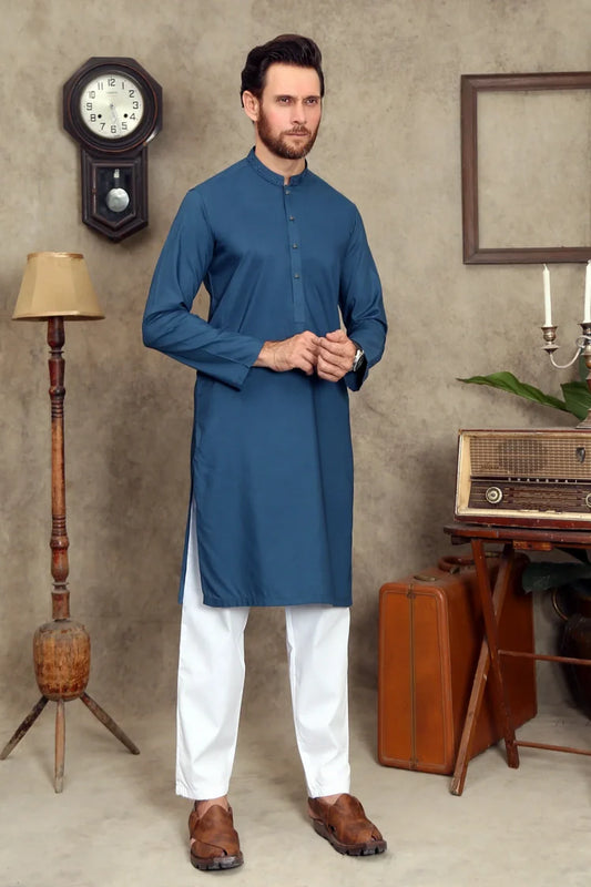 Picture of Maqsood Garments - Men's Wash & Wear Kurta - Ferozi Blue - Available at Raja Sahib