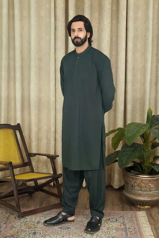 Picture of Maqsood Garments - Wash & Wear Men's Shalwar Kameez - Green - Available at Raja Sahib