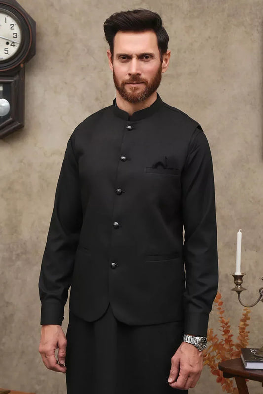 Picture of Maqsood Garments - Tropical Men's Waistcoat - Black - Available at Raja Sahib