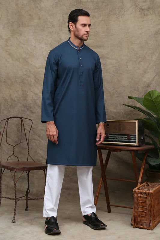 Picture of Maqsood Garments - Men's Wash & Wear Kurta - Stone Blue - Available at Raja Sahib