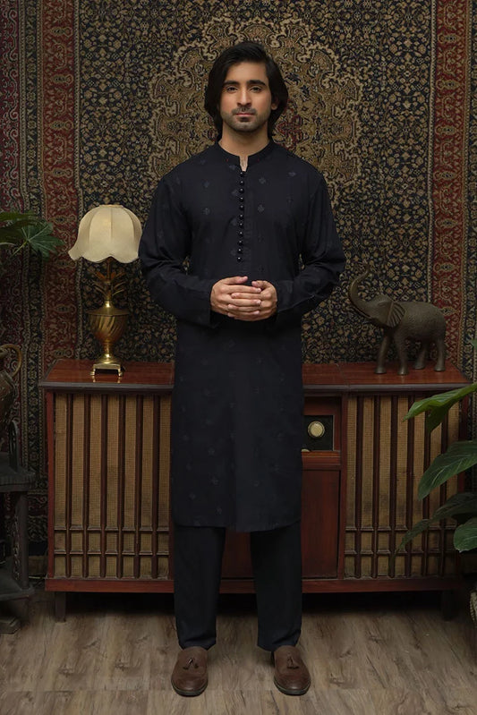 Picture of Maqsood Garments - Embroidered Wash & Wear Men's Shalwar Kameez - Blue - Available at Raja Sahib