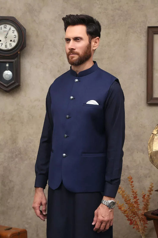 Picture of Maqsood Garments - Tropical Men's Waistcoat - Blue - Available at Raja Sahib