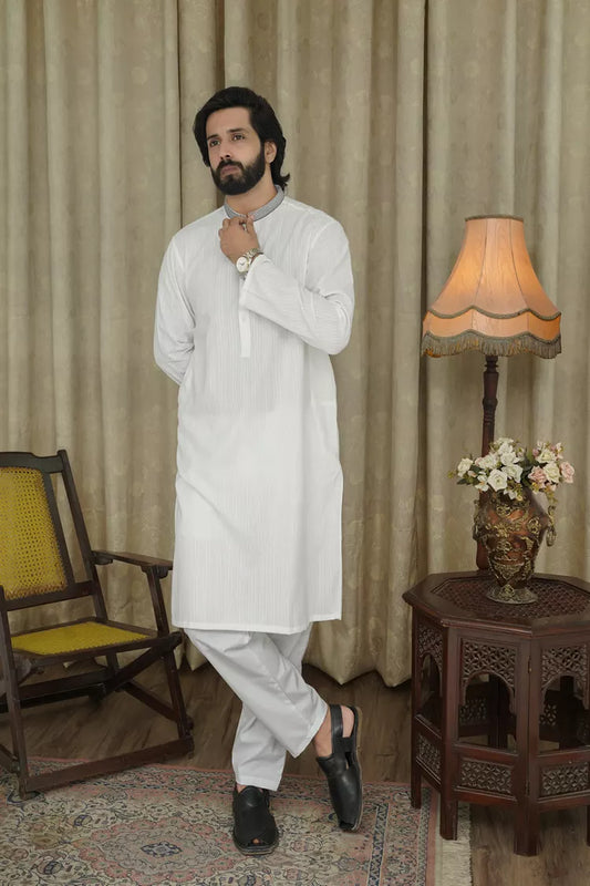 Picture of Maqsood Garments - Lawn Men's Kurta - White - Available at Raja Sahib