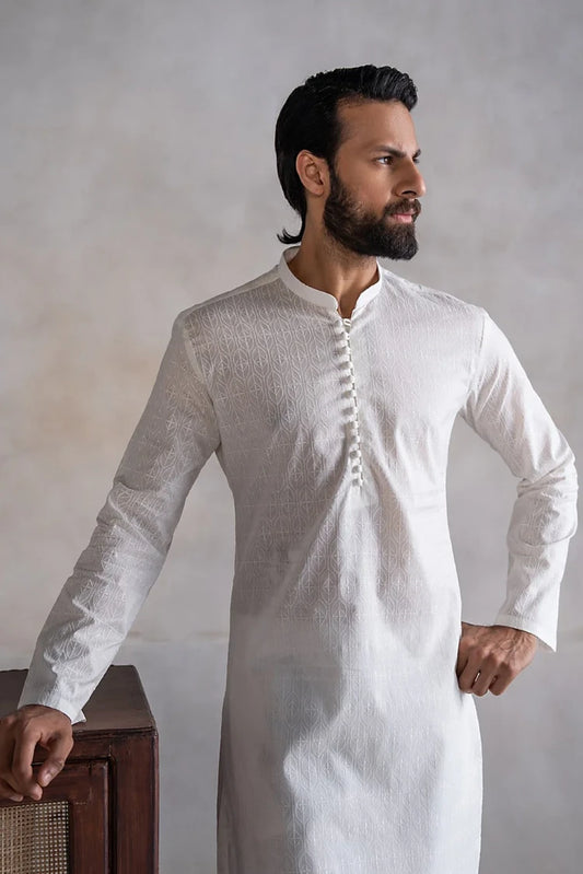 Picture of Dynasty - Shiffli Kurta Trouser - Available at Raja Sahib