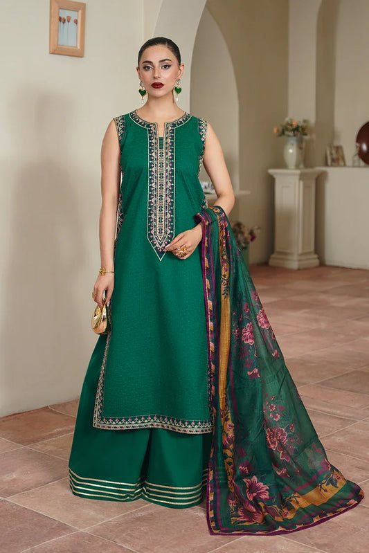 Picture of Zarlay - Rungraiz Luxury Pret - Bottle Green - Available at Raja Sahib