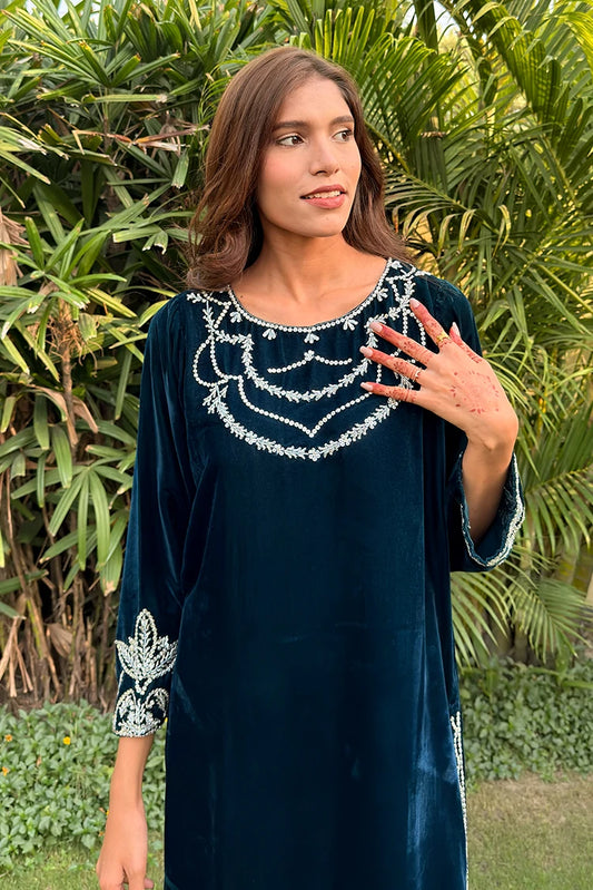 Picture of Ombrella - Velvet collection - Midnight Blue - Available at Raja Sahib