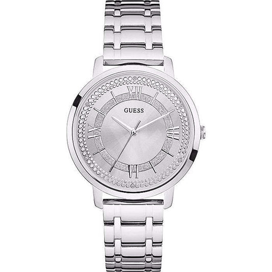 Picture of Guess Montauk Silver Stainless Steel Silver Dial Quartz Watch for Ladies - W0933L1 - Available at Raja Sahib