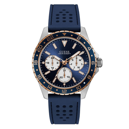 Picture of Guess Odyssey Blue Silicone Strap Blue Dial Quartz Watch for Gents - W1108G4 - Available at Raja Sahib