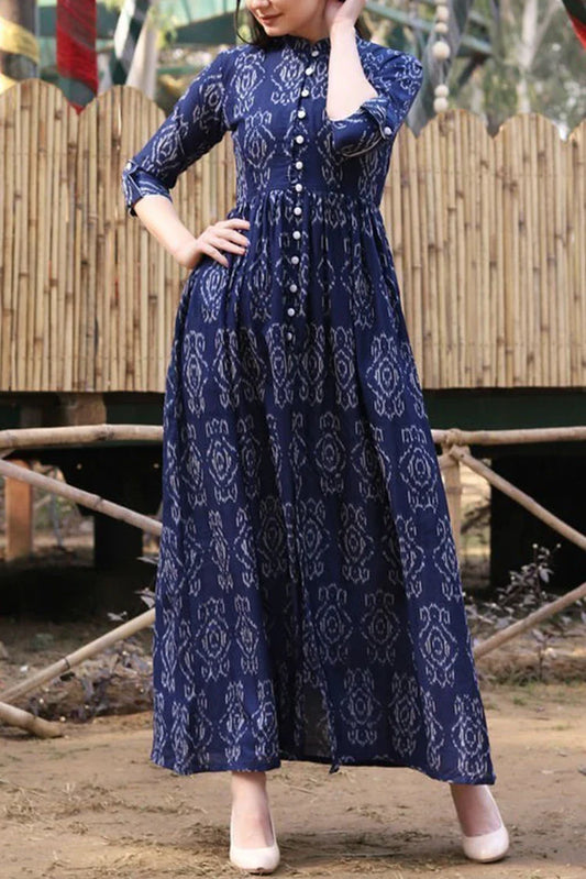 Zeek - Blue Pure Ikat Flare Cape - D2033