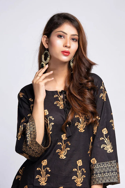 Zeek - Black Printed Short Shirt Set - D2042