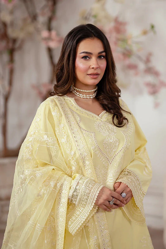 Picture of Zarlay - Gull Bahar Luxury Lawn - 3 Piece - Lemon Yellow - Available at Raja Sahib