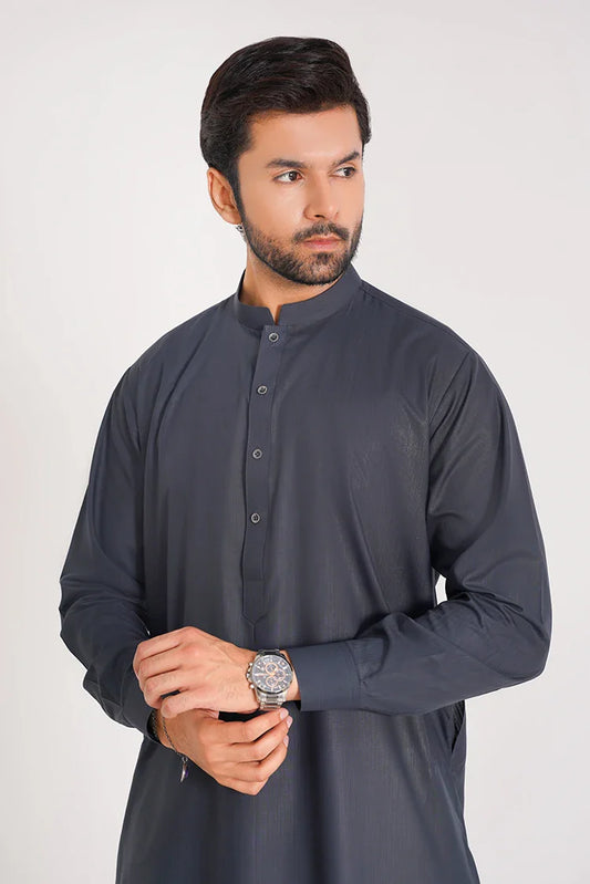 Picture of Midnight Blue Blended Suit for Men in Cuff Sleeves - Available at Raja Sahib