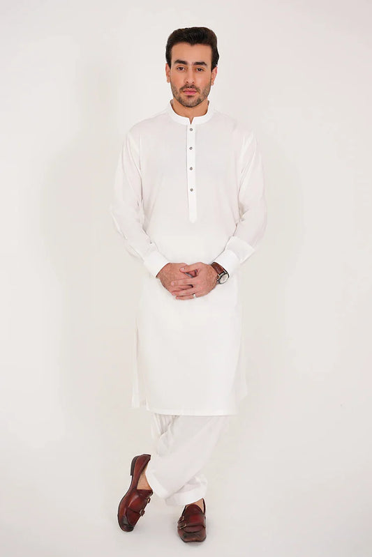 Picture of Off White Men's Suit Stitched Blended Fabric Design - Available at Raja Sahib