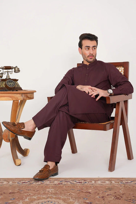 Picture of Shalwar Kameez Dress for Men With Buttoned Placket - Available at Raja Sahib