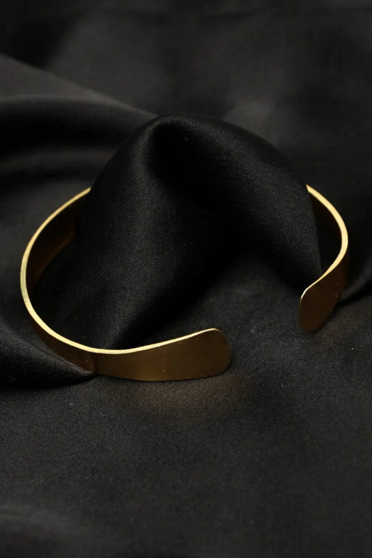 Picture of Zehnaz - Gold-Tone Minimalist Open Cuff Bracelet Sleek Everyday Jewelry - Available at Raja Sahib