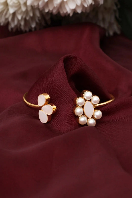 Picture of Zehnaz - Gold-Tone Pearl & Stone Bangles Statement Bracelet - Available at Raja Sahib