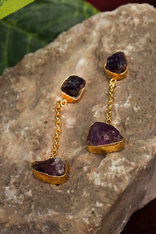 Picture of Zehnaz - Amethyst Dangle Drops Earrings - Available at Raja Sahib