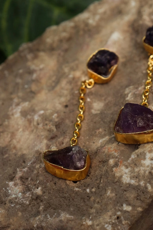 Picture of Zehnaz - Amethyst Dangle Drops Earrings - Available at Raja Sahib