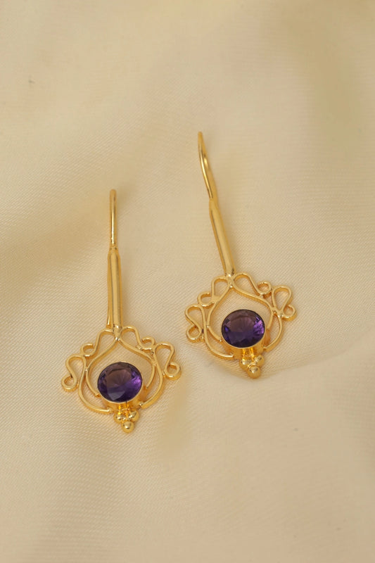 Picture of Zehnaz - Amethyst Filigree Drop Earrings - Available at Raja Sahib