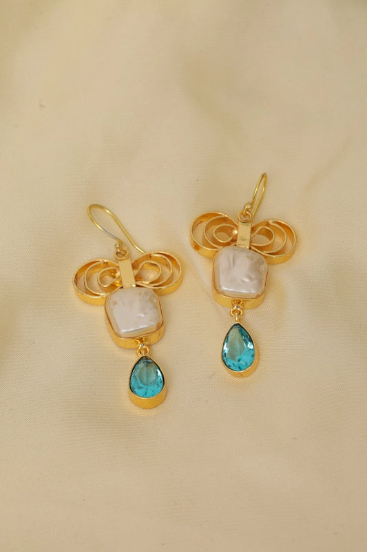 Picture of Zehnaz - Baroque Pearl Drop Earrings - Available at Raja Sahib