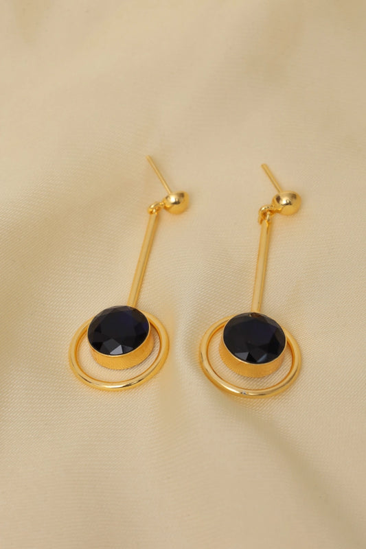 Picture of Zehnaz - Gold Plated Black Onyx Drop Earrings - Available at Raja Sahib