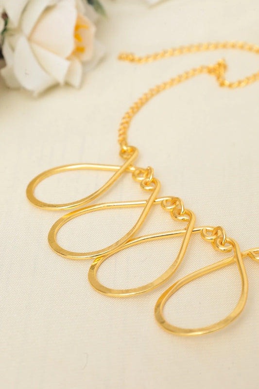 Picture of Zehnaz - Ainara Golden Neckpiece Gold-Plated Statement Drop Collar Necklace - Available at Raja Sahib