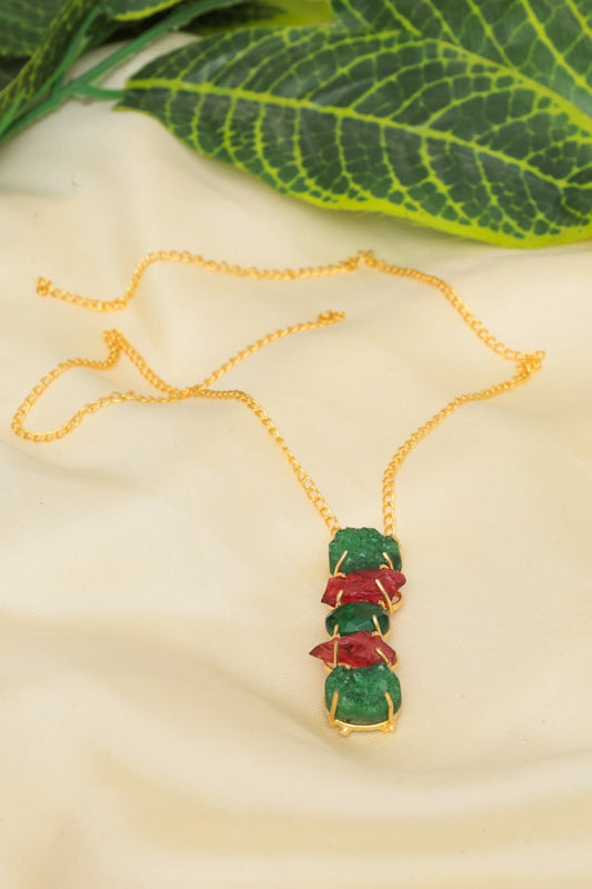 Picture of Zehnaz - Royal Gem Necklace Handmade Gold-Plated Statement Jewelry - Available at Raja Sahib