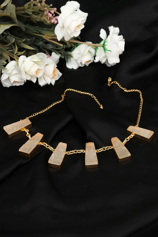 Picture of Zehnaz - Royal Quartz Necklace Gold-Plated Statement Jewelry - Available at Raja Sahib