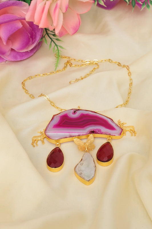 Picture of Zehnaz - Agate Amethyst Gold-Plated Boho Jewellery Set - Available at Raja Sahib