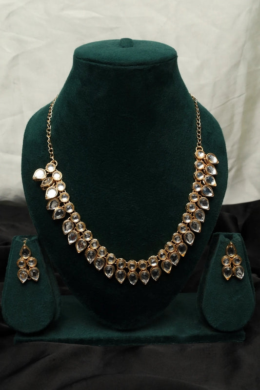 Picture of Zehnaz - Gold-Plated Kundan Necklace Set with Matching Earrings - Available at Raja Sahib