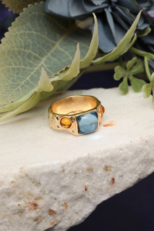 Picture of Zehnaz - Gold Plated Fashion Ring with Multi-Color Rhinestones - Available at Raja Sahib