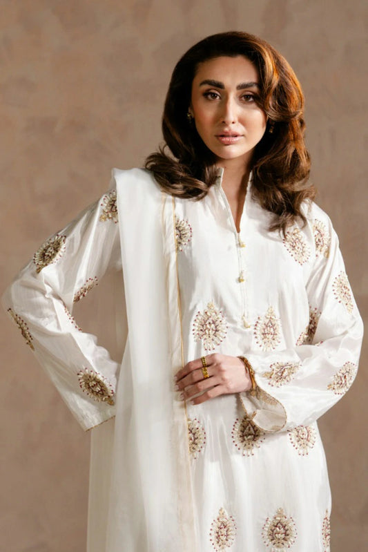 Picture of Zehnaz - Embroidered Raw Silk 3 Piece - Adan - Available at Raja Sahib