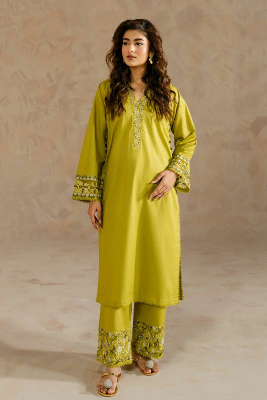 Picture of Zehnaz - Embroidered Cambric Set With Keyhole Sleeves - Zimal - Available at Raja Sahib