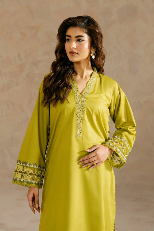 Picture of Zehnaz - Embroidered Cambric Set With Keyhole Sleeves - Zimal - Available at Raja Sahib